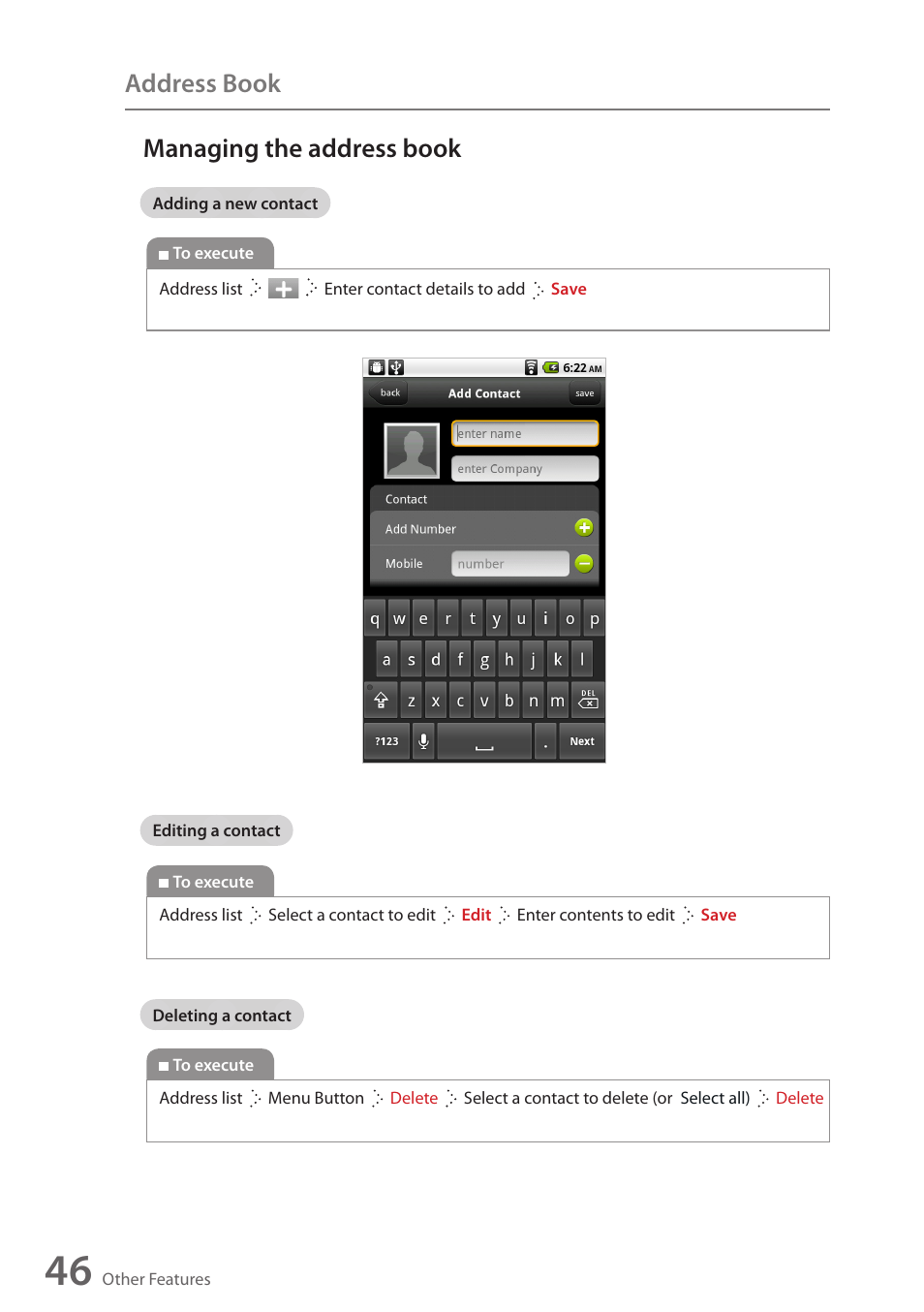 Managing the address book, Address book | Wintec FileMate Identity Tablet User Manual | Page 45 / 98
