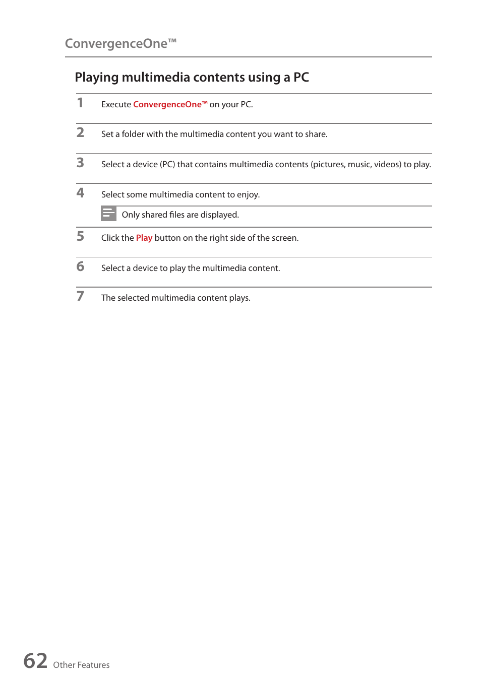 Playing multimedia contents using a pc, Convergenceone | Wintec FileMate Identity Tablet User Manual | Page 61 / 98