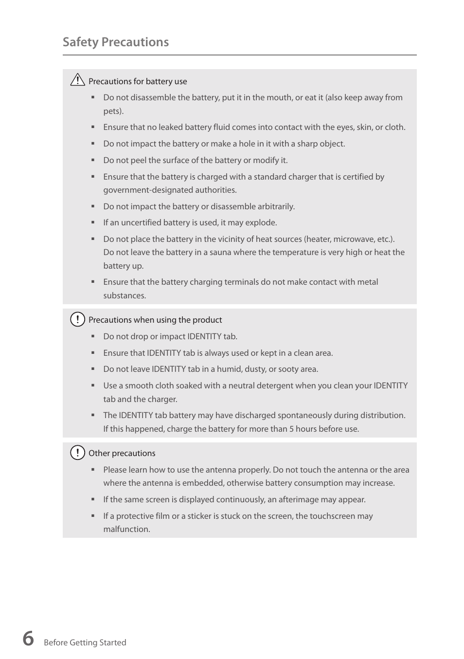 Safety precautions | Wintec FileMate Identity Tablet User Manual | Page 7 / 98