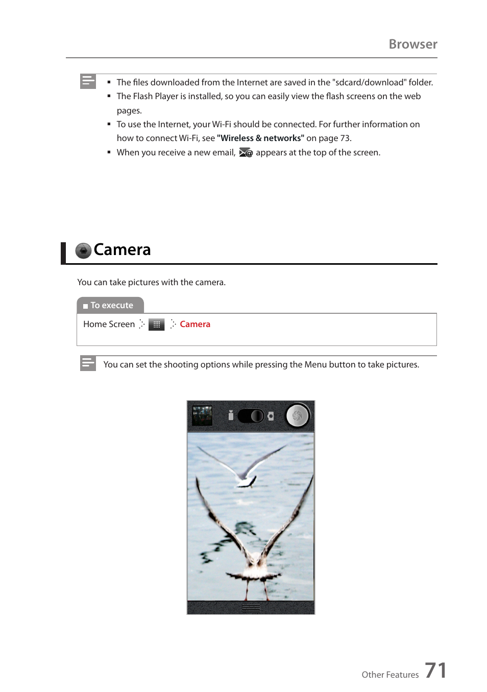 Camera, Browser | Wintec FileMate Identity Tablet User Manual | Page 70 / 98