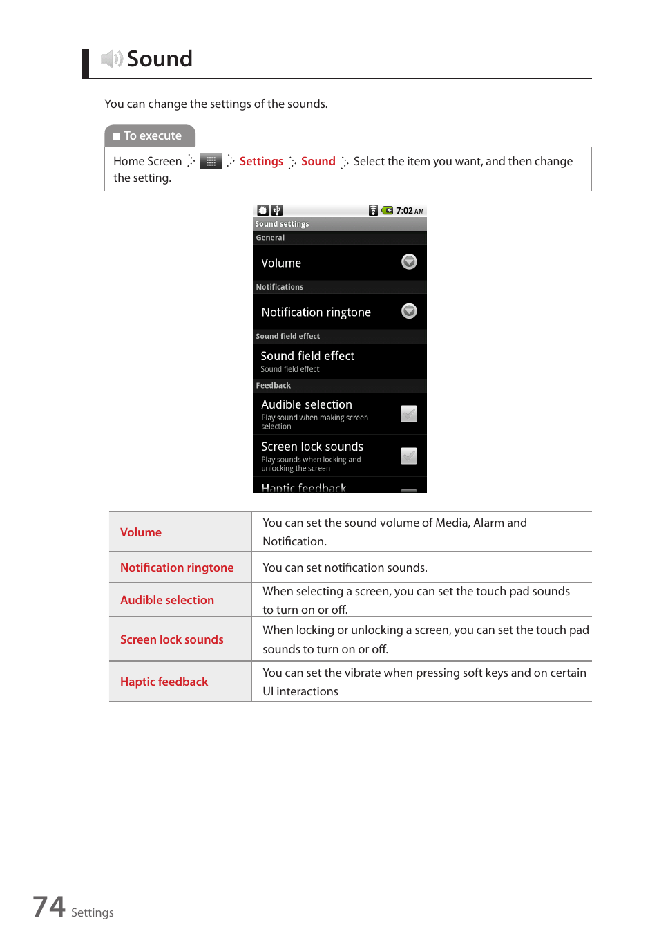 Sound | Wintec FileMate Identity Tablet User Manual | Page 73 / 98