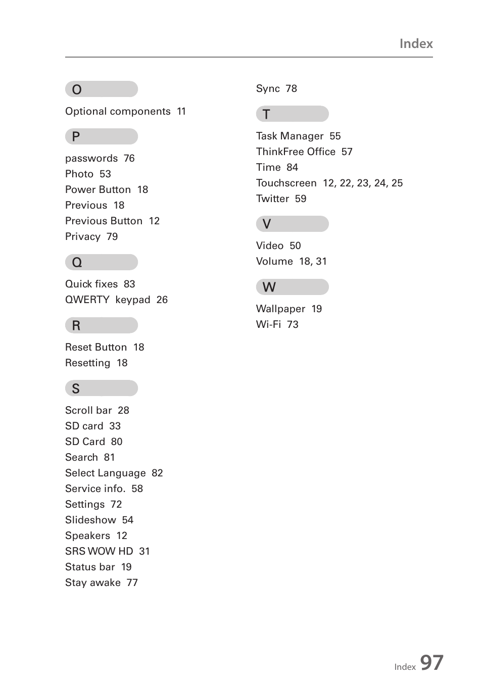 Index | Wintec FileMate Identity Tablet User Manual | Page 96 / 98