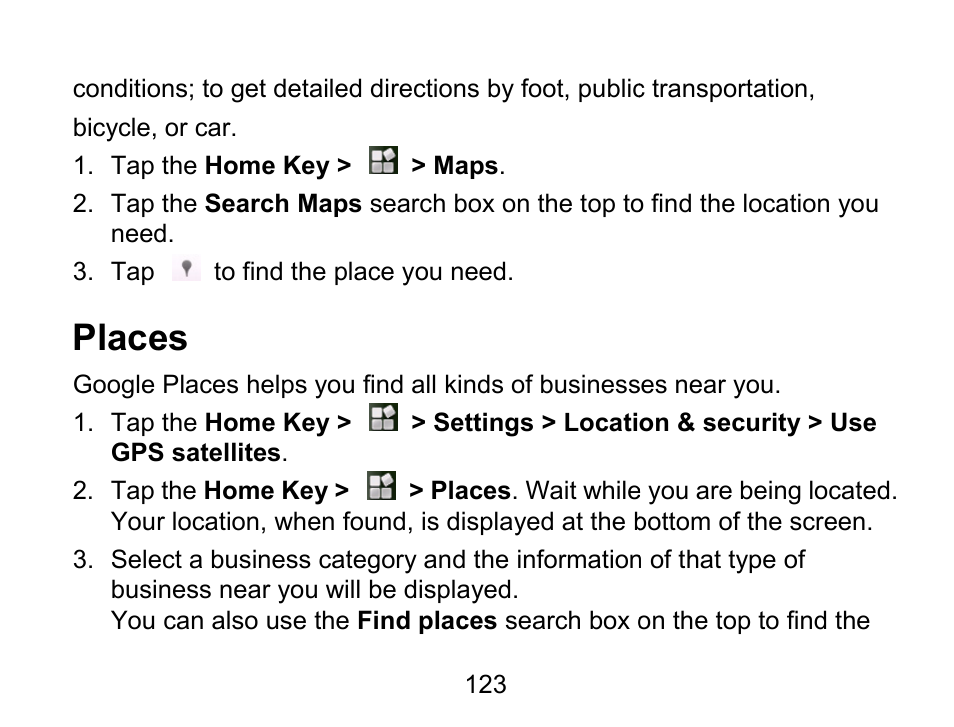 Places | Wintec FileMate Light Tablet User Manual | Page 123 / 129