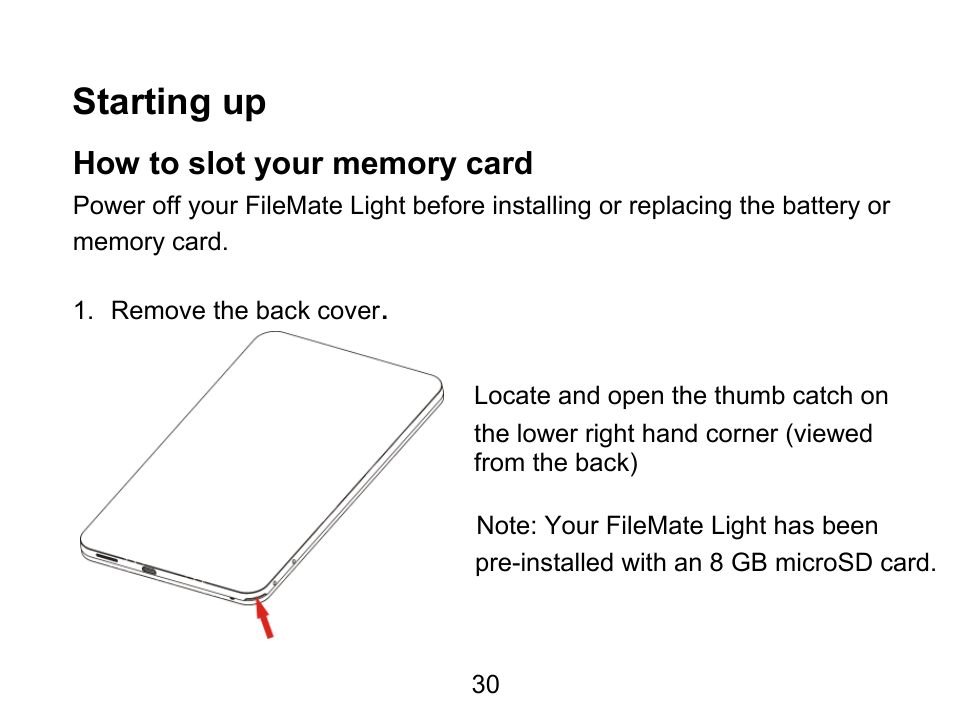 Starting up | Wintec FileMate Light Tablet User Manual | Page 30 / 129