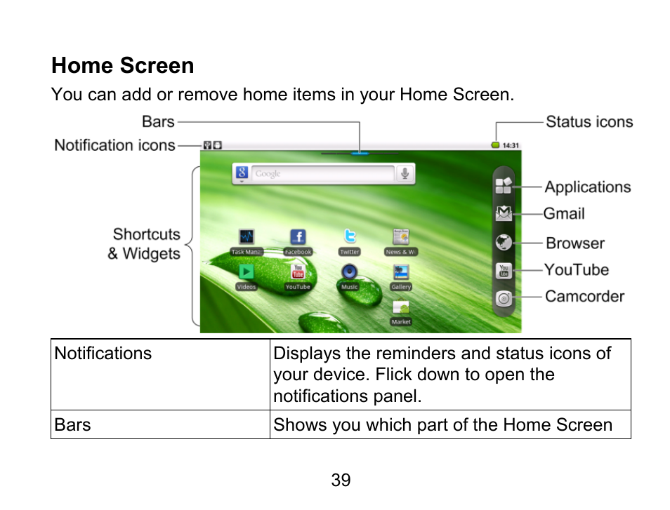 Home screen | Wintec FileMate Light Tablet User Manual | Page 39 / 129