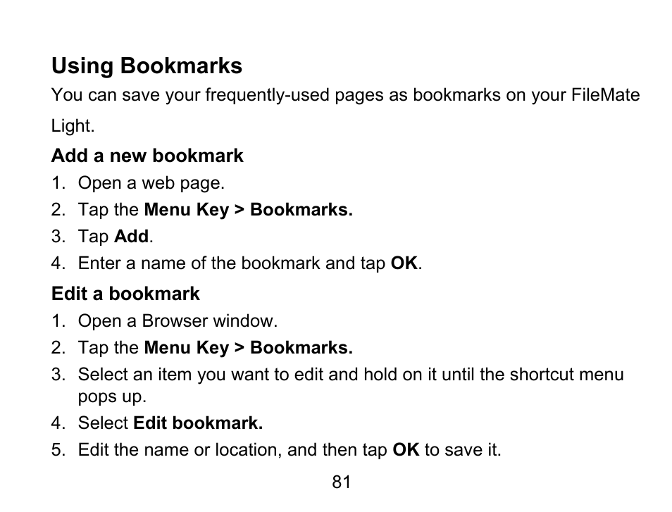 Using bookmarks | Wintec FileMate Light Tablet User Manual | Page 81 / 129