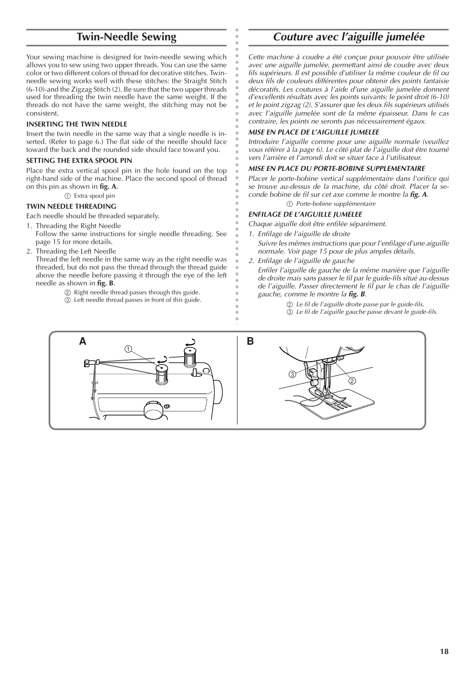 Twin-needle sewing, Couture avec l’aiguille jumelée | Brother LS 1520 User Manual | Page 26 / 67