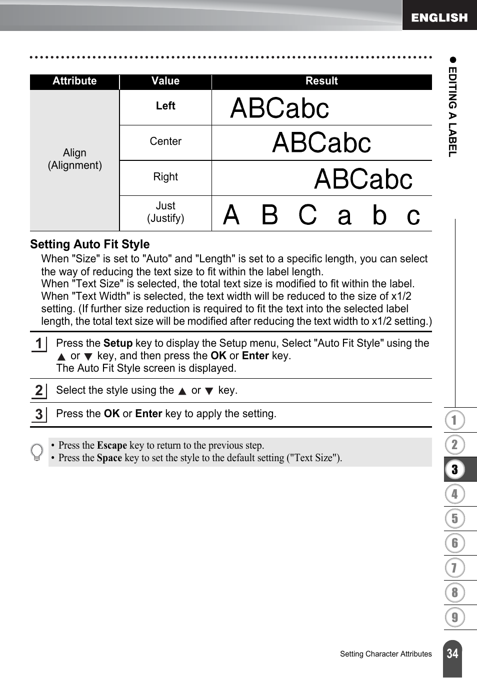 Setting auto fit style | Brother PT-2730 User Manual | Page 41 / 88