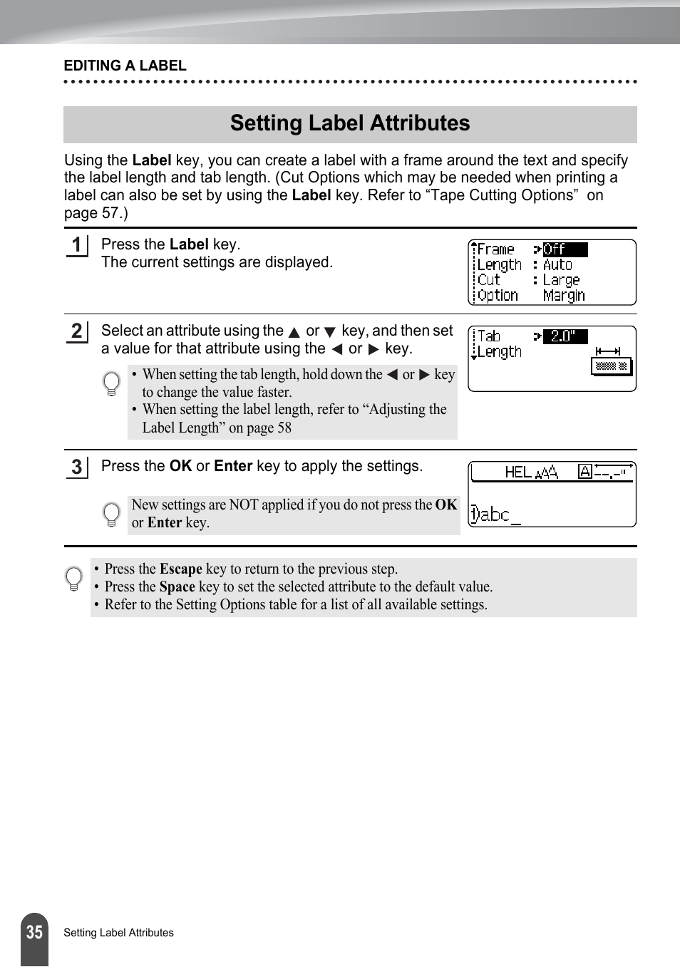 Setting label attributes | Brother PT-2730 User Manual | Page 42 / 88