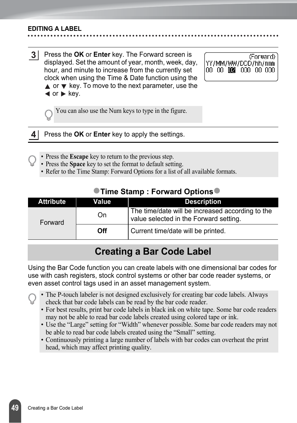 Creating a bar code label | Brother PT-2730 User Manual | Page 56 / 88