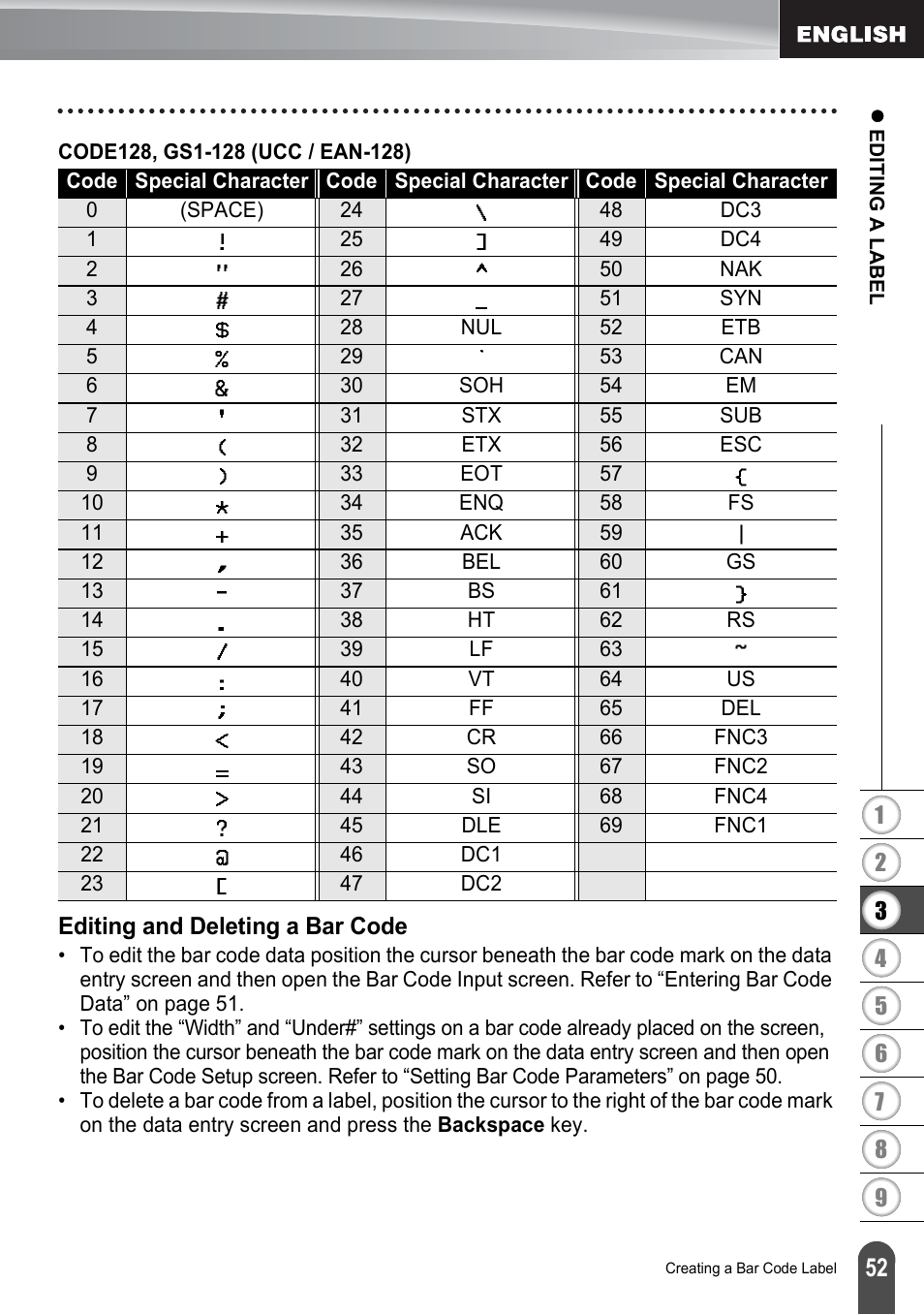 Editing and deleting a bar code | Brother PT-2730 User Manual | Page 59 / 88