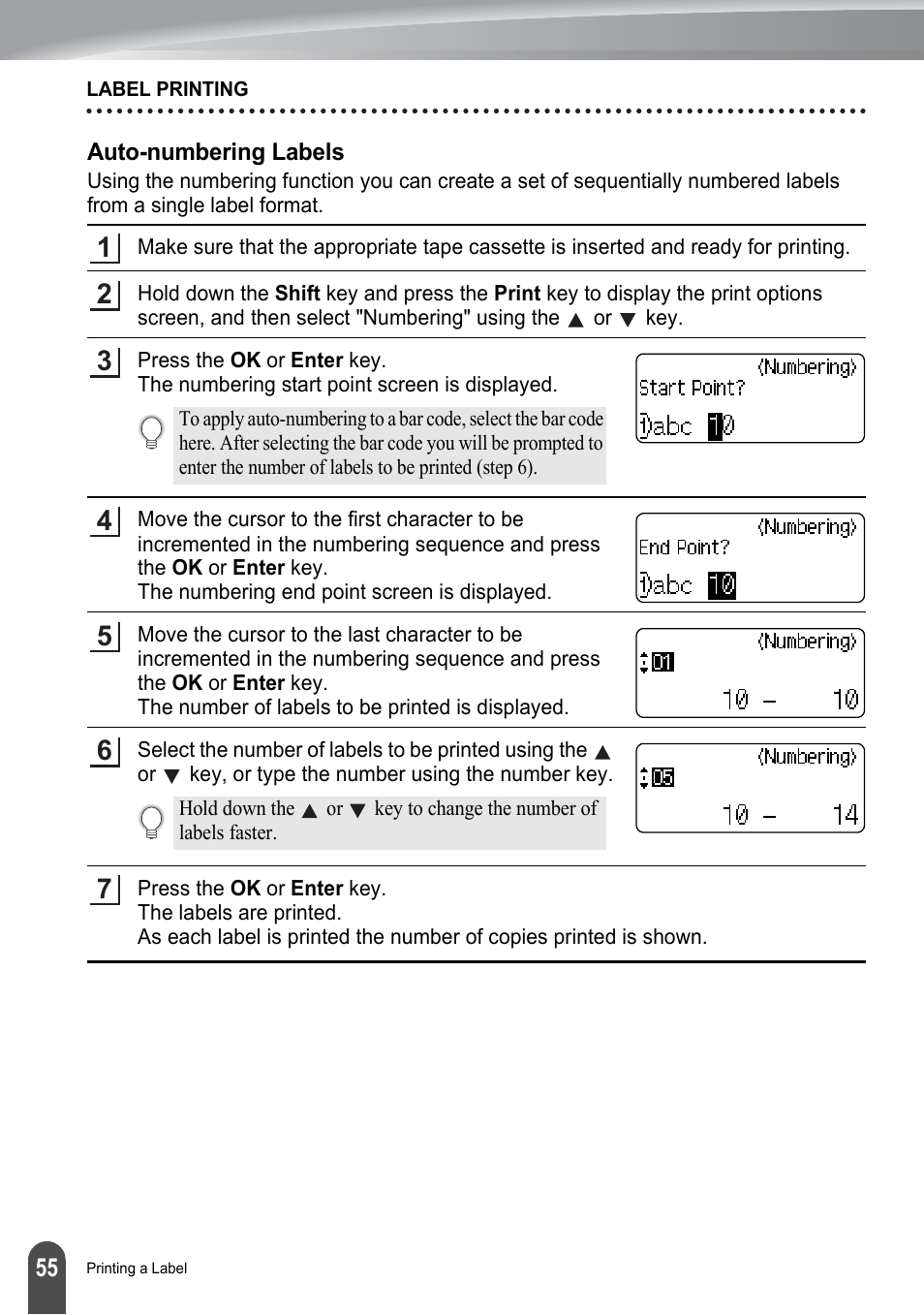 Auto-numbering labels | Brother PT-2730 User Manual | Page 62 / 88