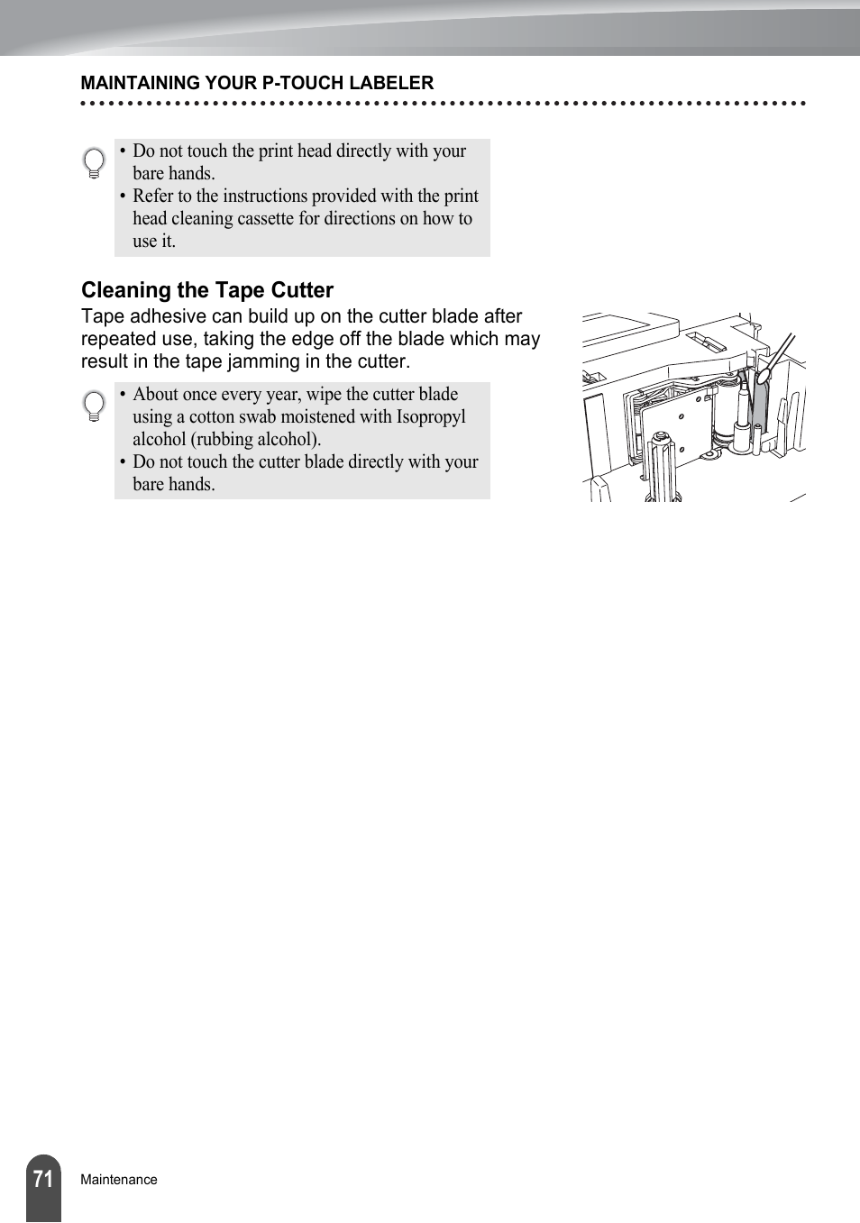 Cleaning the tape cutter | Brother PT-2730 User Manual | Page 78 / 88