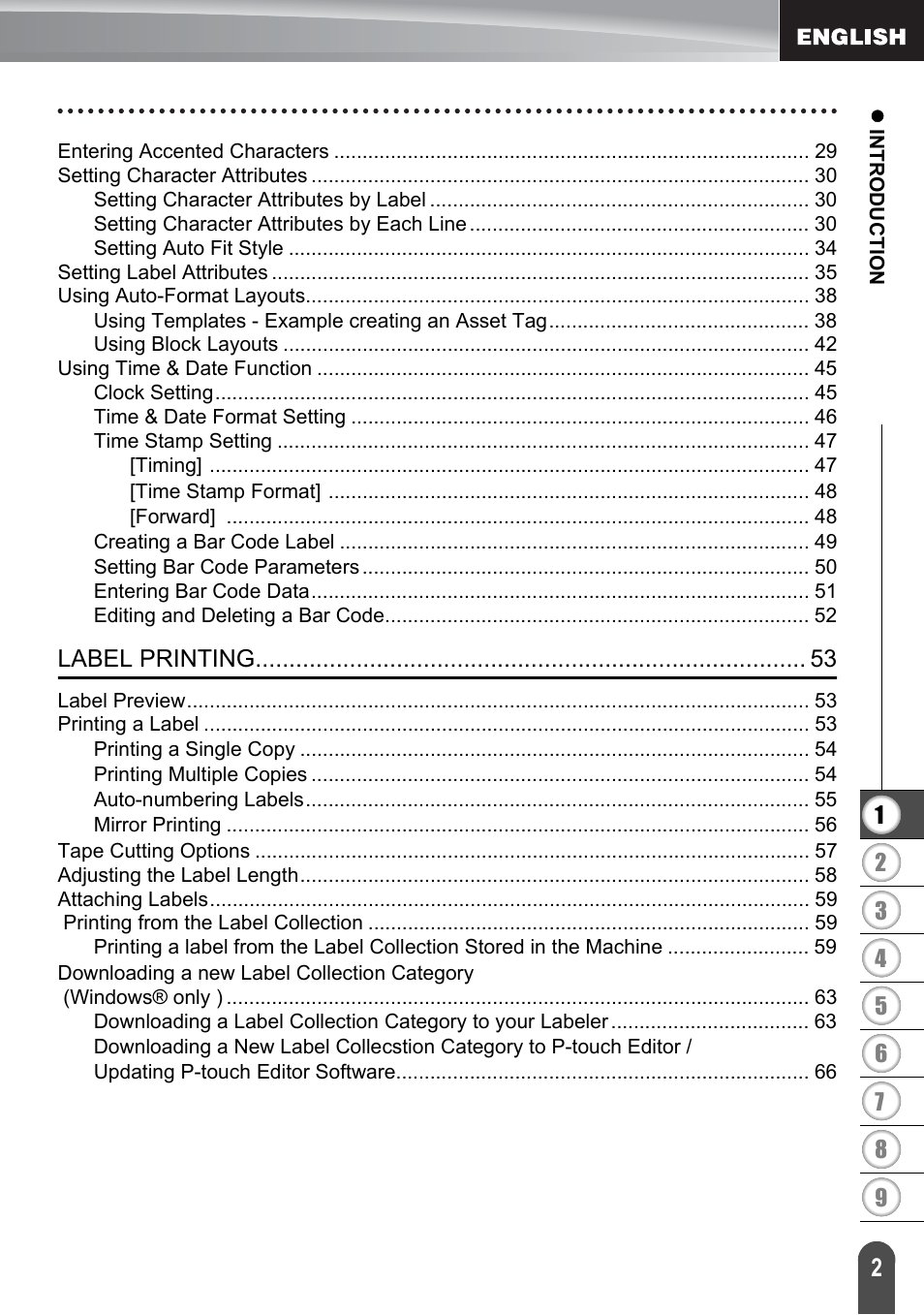 Brother PT-2730 User Manual | Page 9 / 88