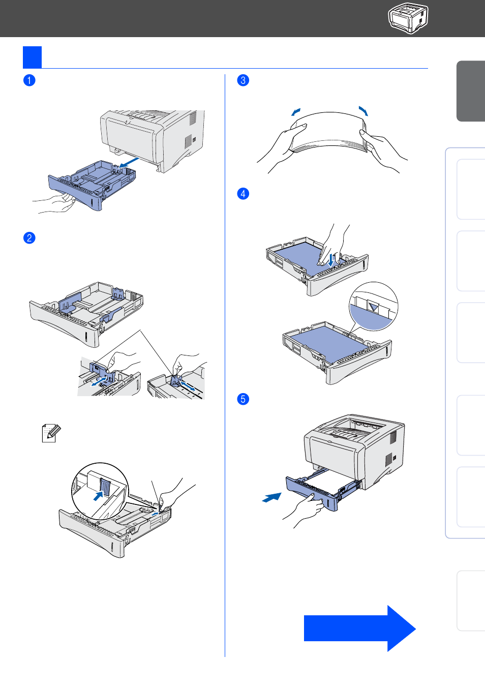 Load paper in the paper tray, 3load paper in the paper tray | Brother HL 5170DN User Manual | Page 11 / 35
