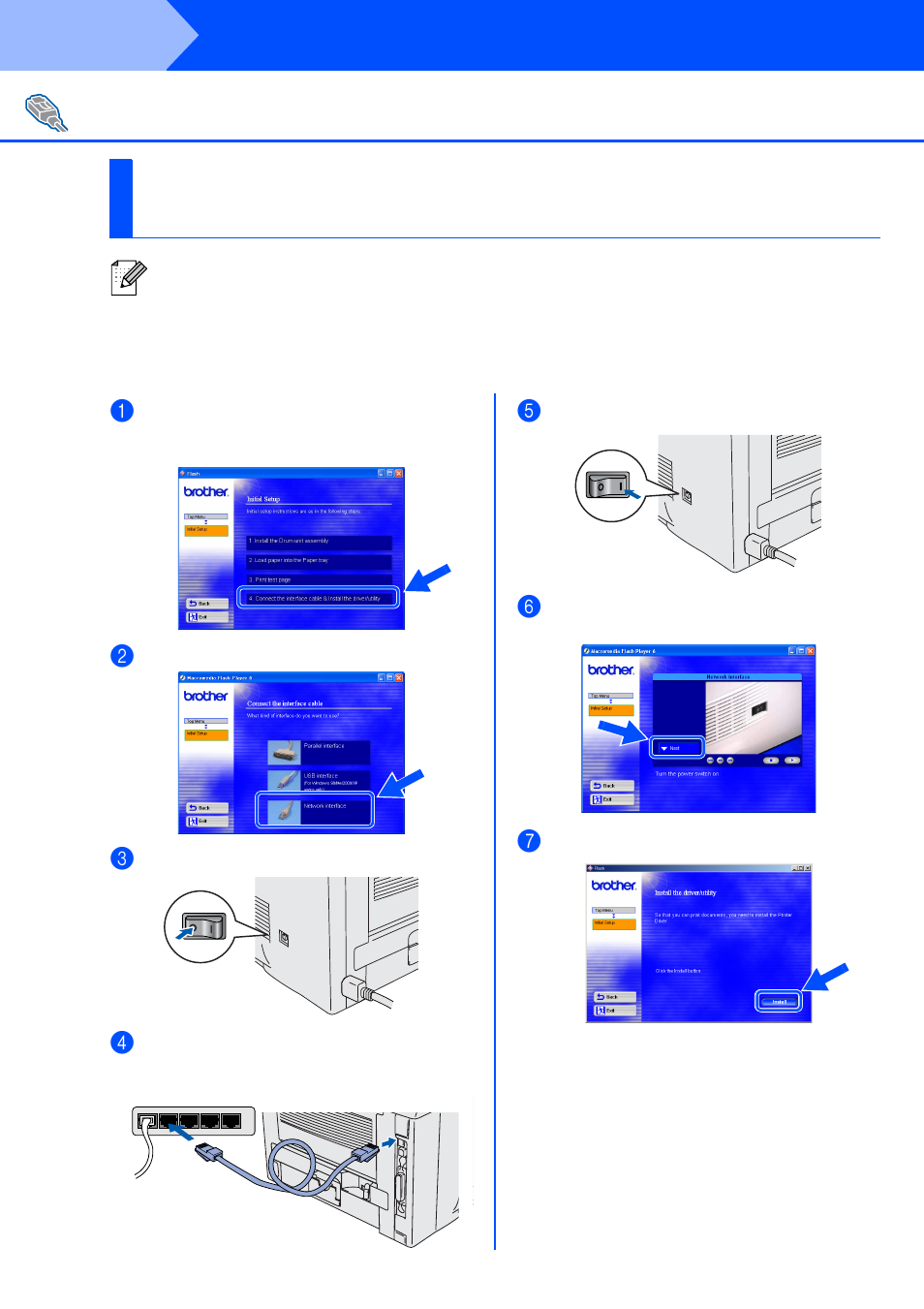 For network interface cable users, Step 2, Installing the driver | Brother HL 5170DN User Manual | Page 18 / 35