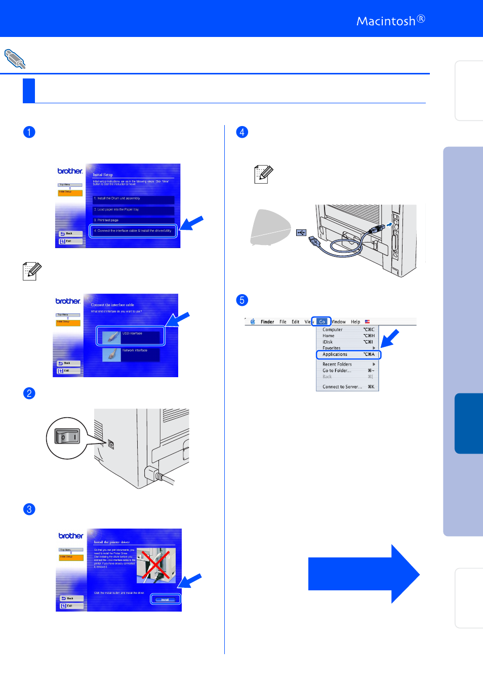 For mac os® x 10.1 / 10.2 users, For mac os, X 10.1 / 10.2 users | For usb interface cable users | Brother HL 5170DN User Manual | Page 25 / 35