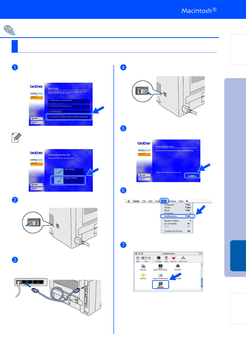 For mac os® x 10.1 / 10.2 users, For mac os, X 10.1 / 10.2 users | For network interface cable users | Brother HL 5170DN User Manual | Page 29 / 35