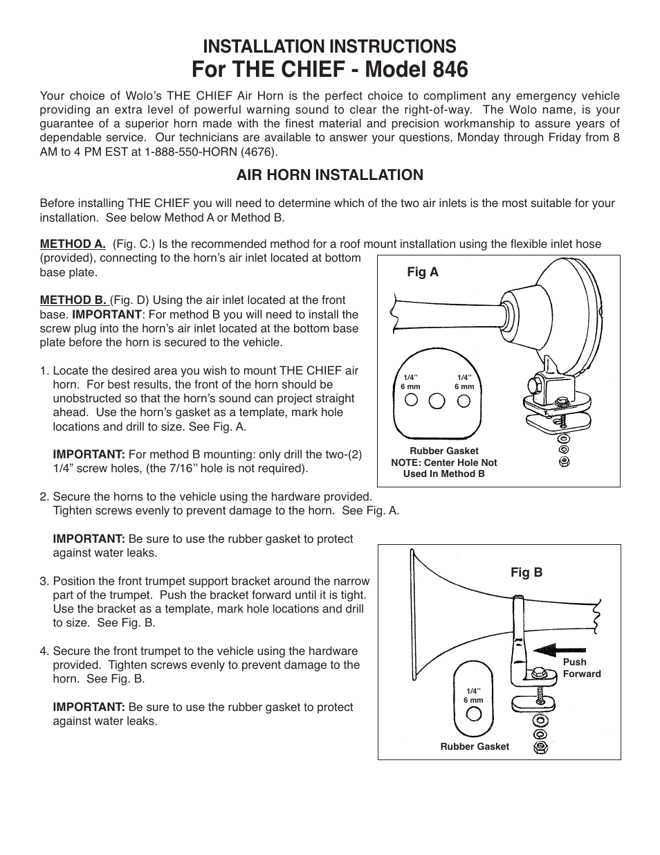 Wolo 846 The Chief User Manual | 2 pages