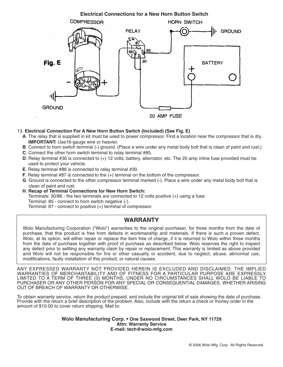 Warranty | Wolo 845 Road Warrior v.1 User Manual | Page 2 / 2