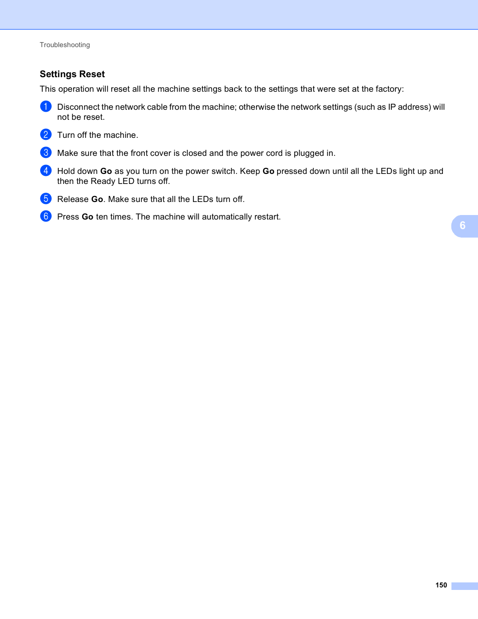 Settings reset | Brother HL-5450DNT User Manual | Page 156 / 167