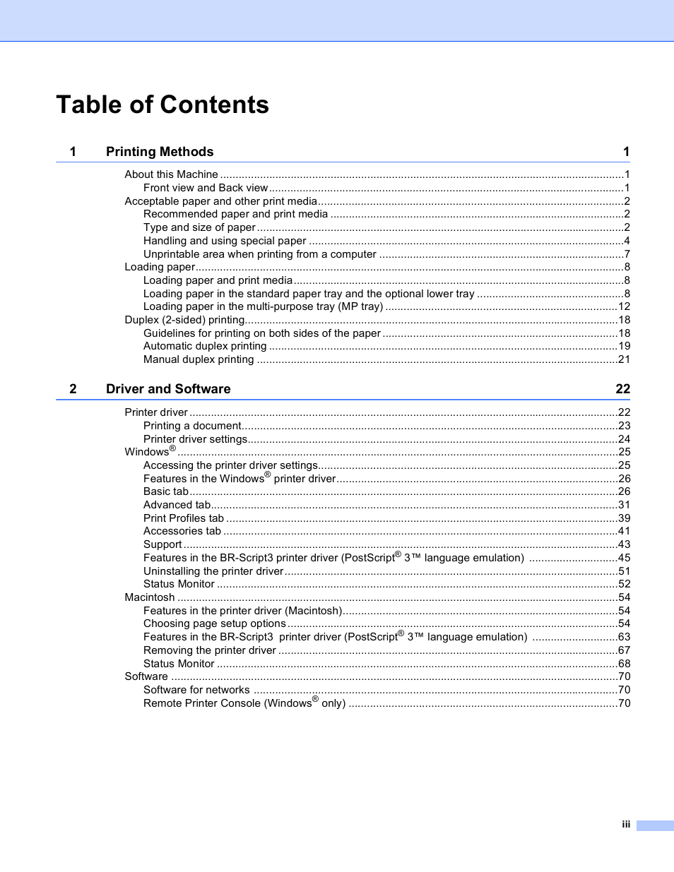 Brother HL-5450DNT User Manual | Page 4 / 167