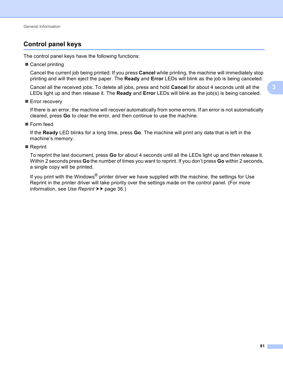 Control panel keys, 3control panel keys | Brother HL-5450DNT User Manual | Page 87 / 167