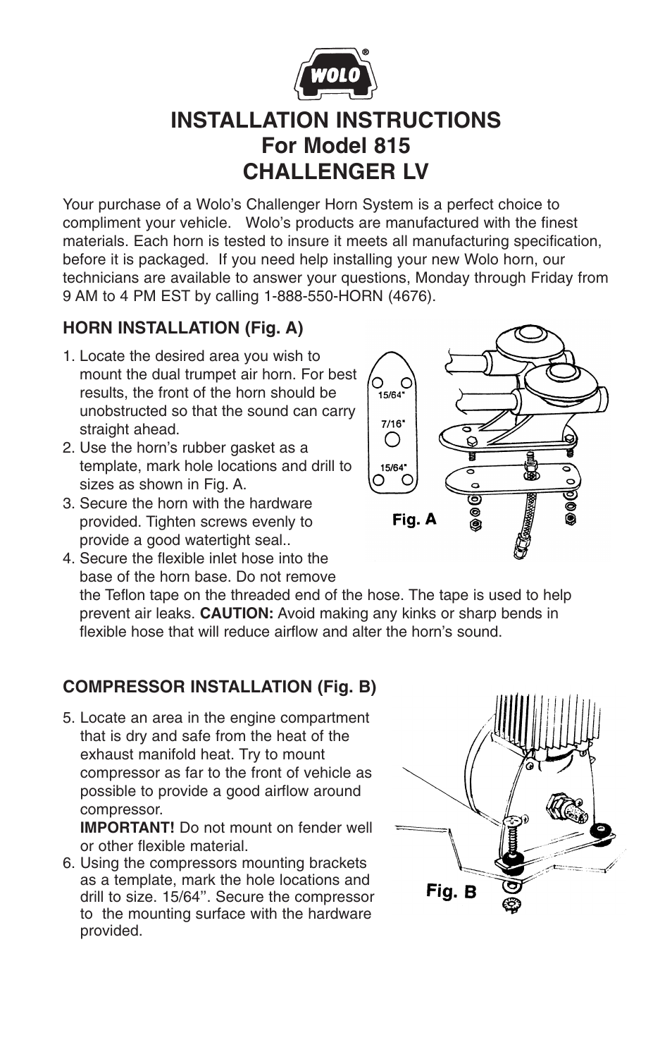 Wolo 815 Challenger User Manual | 4 pages