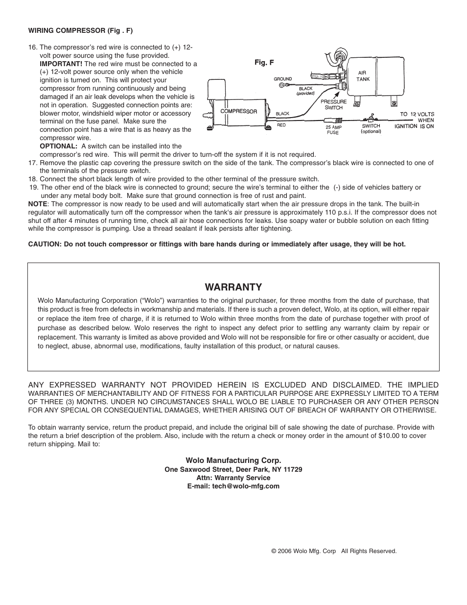 Warranty | Wolo 810 Challenger User Manual | Page 2 / 2