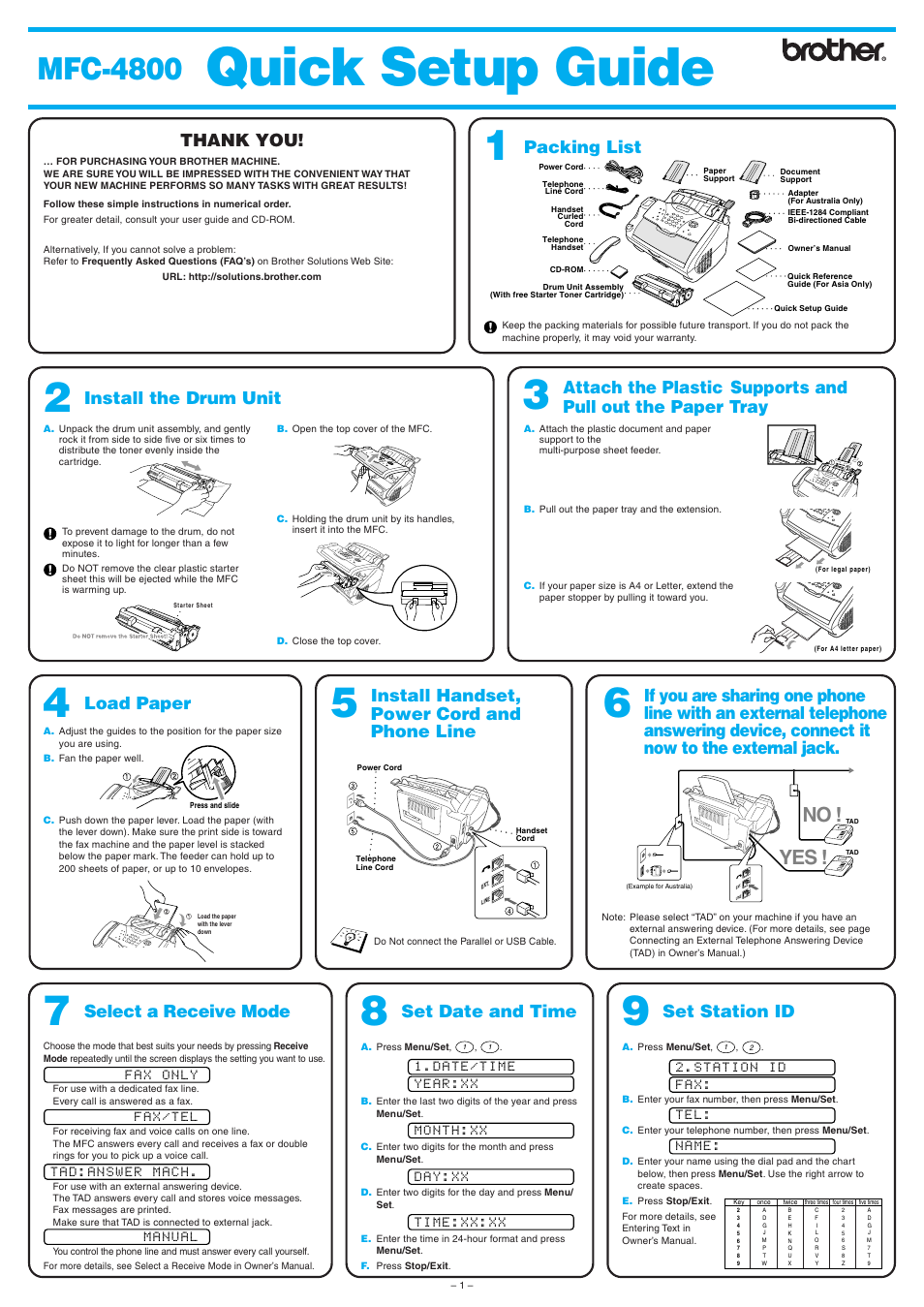 Brother MFC-4800 User Manual | 4 pages