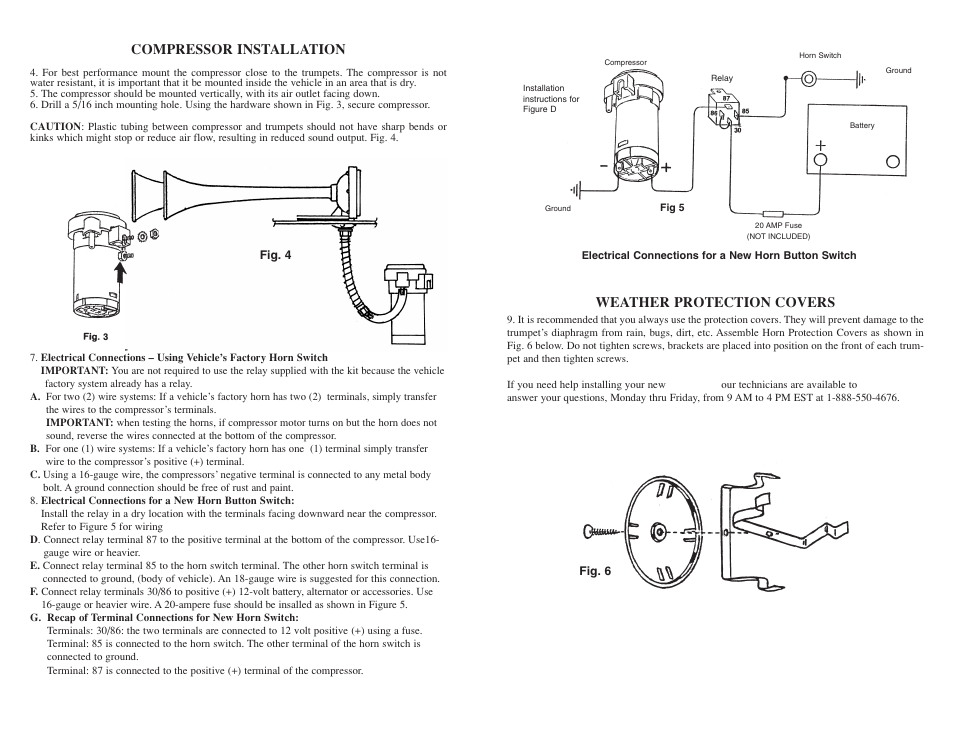 Compressor installation, Weather protection covers | Wolo 418 Powerhouse User Manual | Page 2 / 2