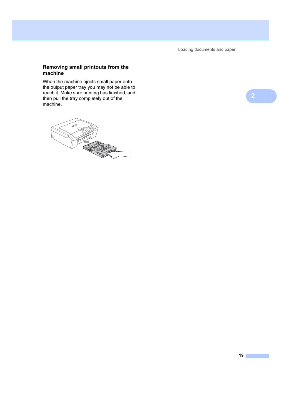 Removing small printouts from the machine | Brother DCP-540CN User Manual | Page 25 / 105