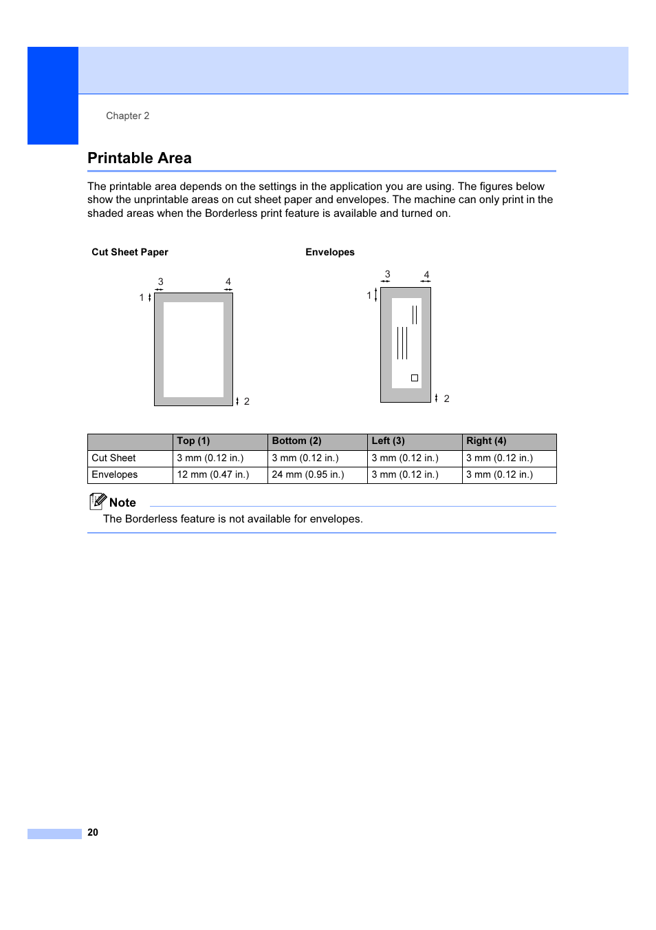 Printable area | Brother DCP-540CN User Manual | Page 26 / 105