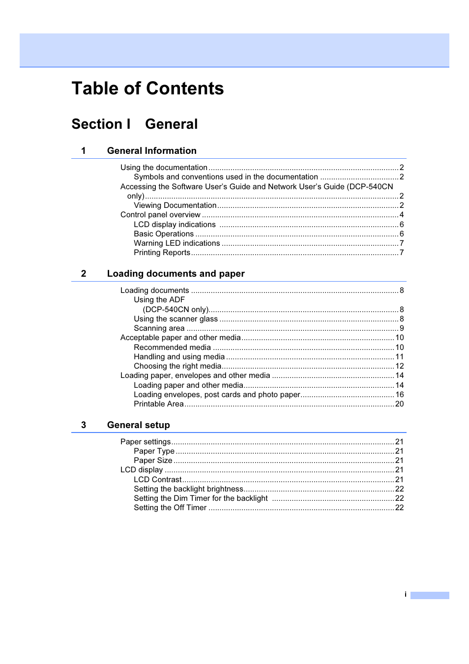 Brother DCP-540CN User Manual | Page 3 / 105
