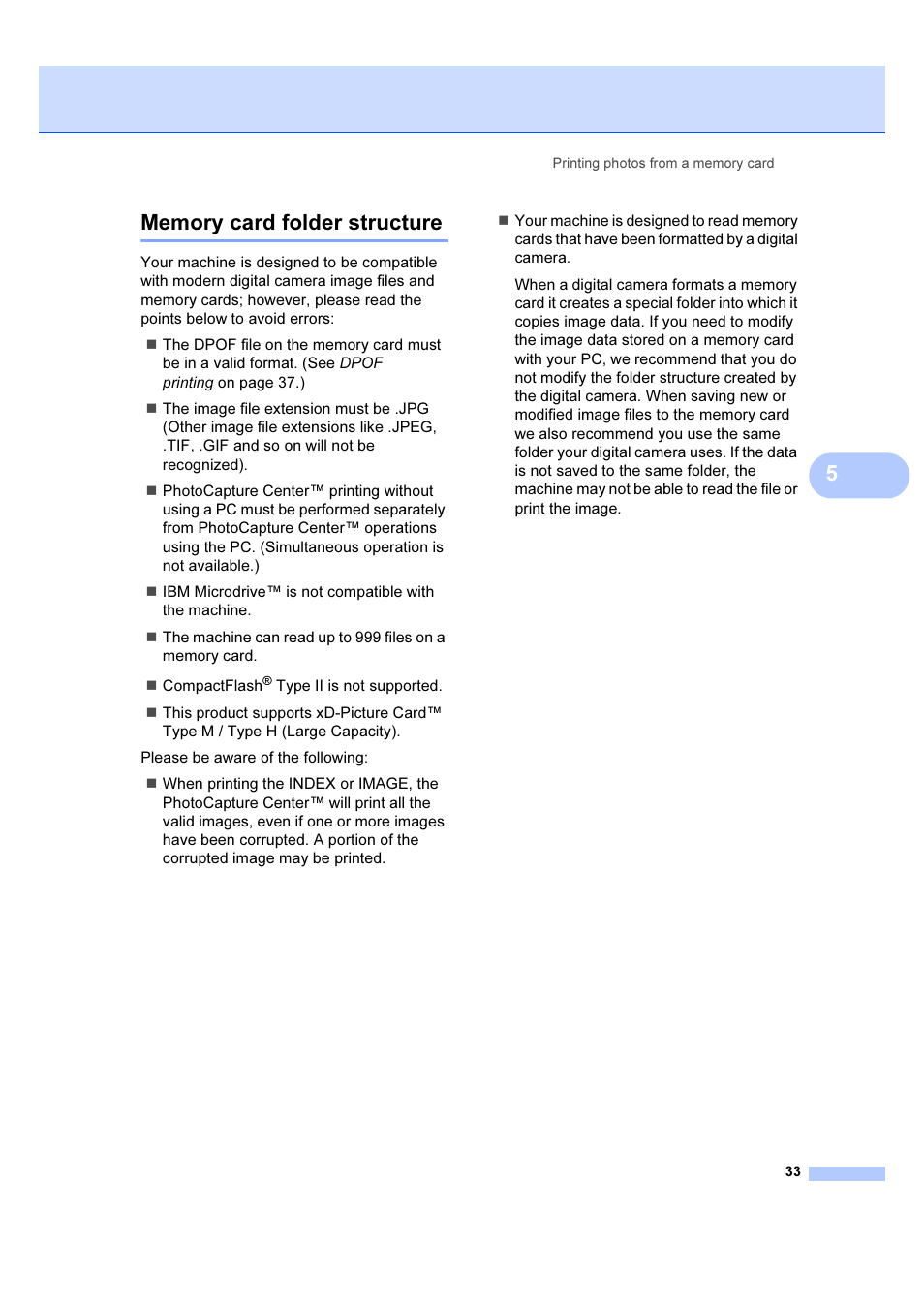 Memory card folder structure | Brother DCP-540CN User Manual | Page 39 / 105