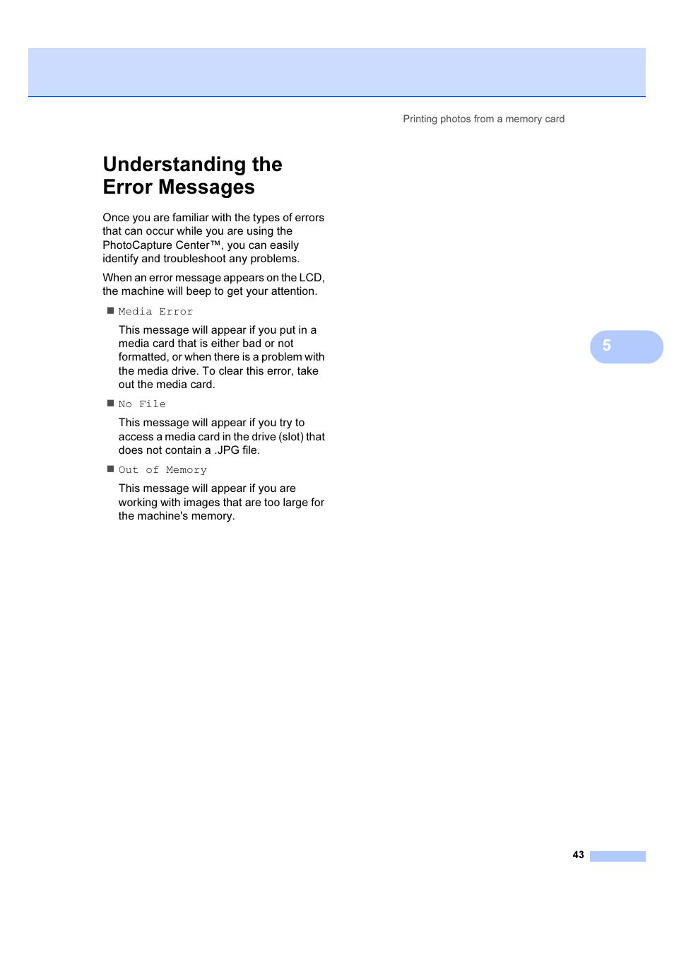 Understanding the error messages | Brother DCP-540CN User Manual | Page 49 / 105
