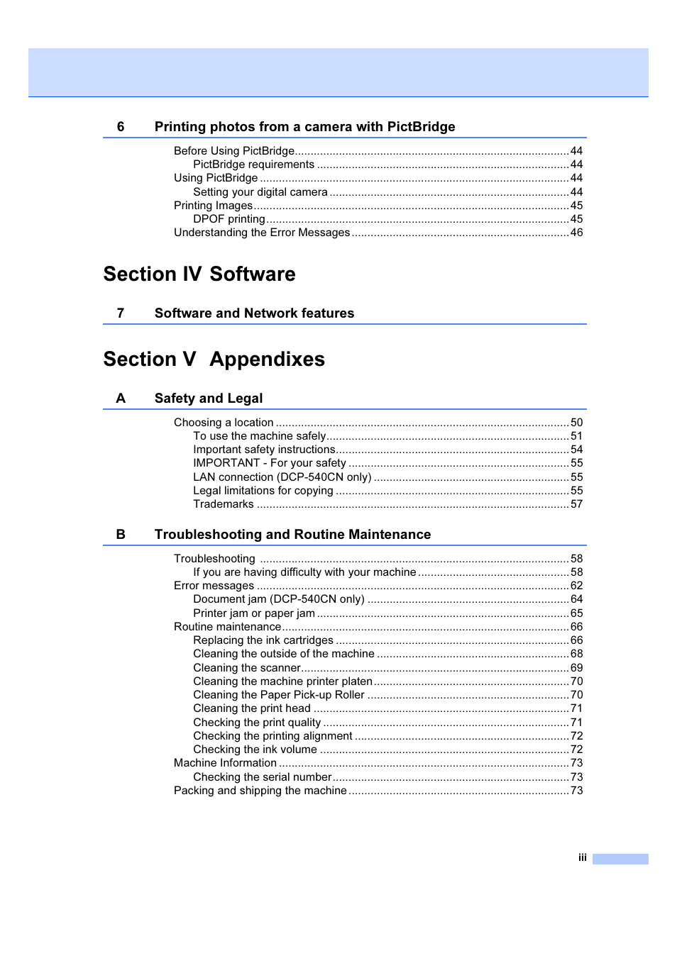 Brother DCP-540CN User Manual | Page 5 / 105