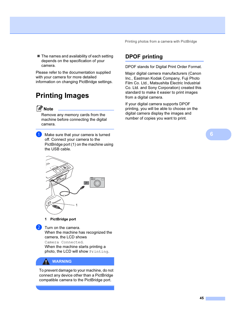 Printing images, Dpof printing | Brother DCP-540CN User Manual | Page 51 / 105