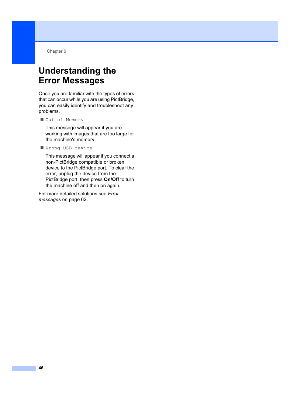 Understanding the error messages | Brother DCP-540CN User Manual | Page 52 / 105