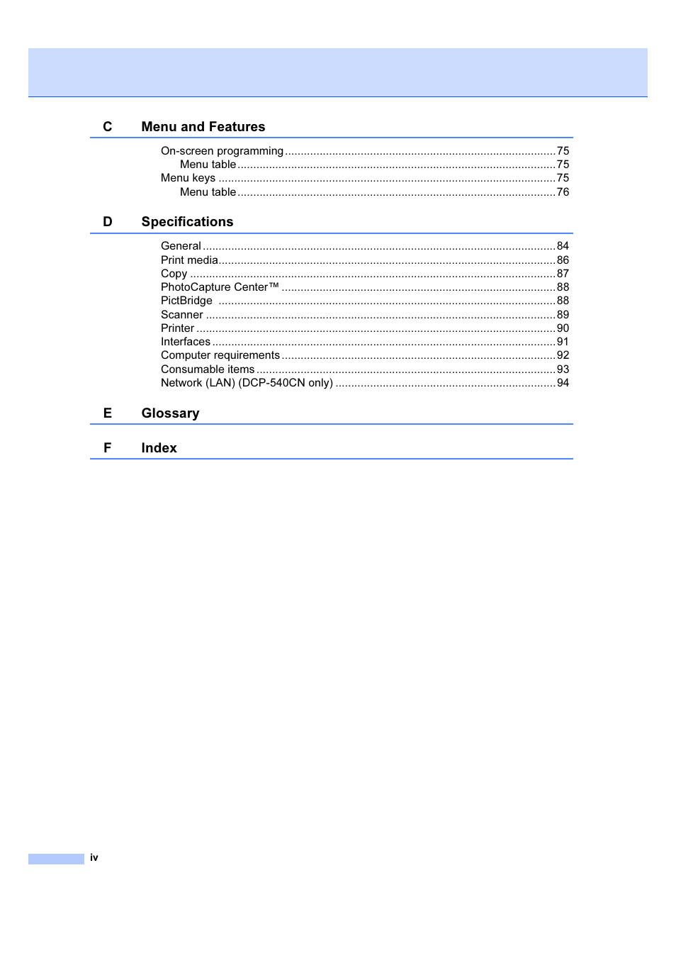 Brother DCP-540CN User Manual | Page 6 / 105