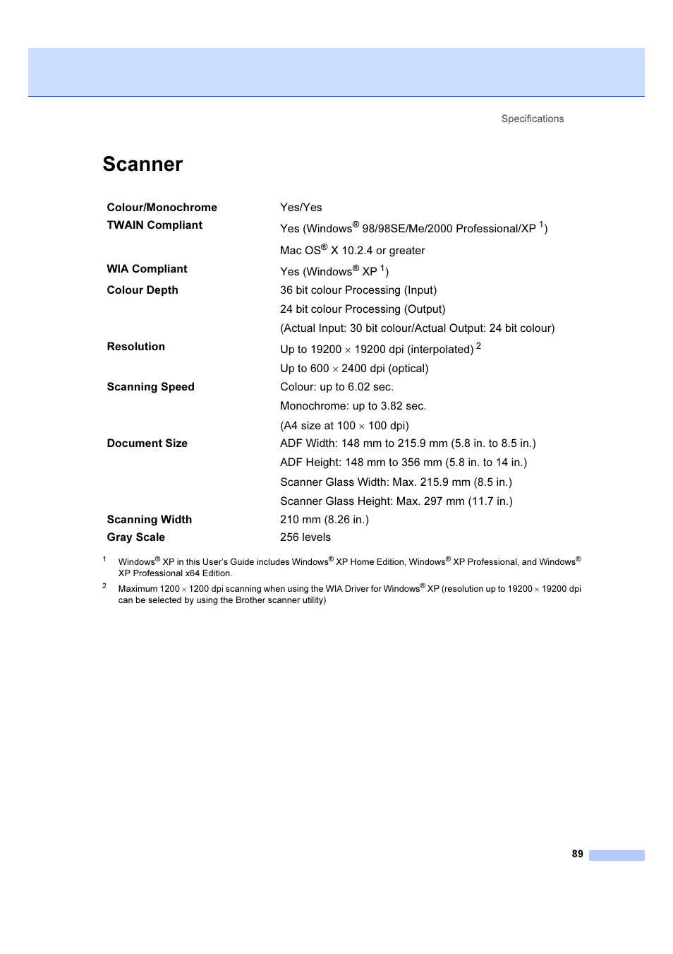 Scanner | Brother DCP-540CN User Manual | Page 95 / 105