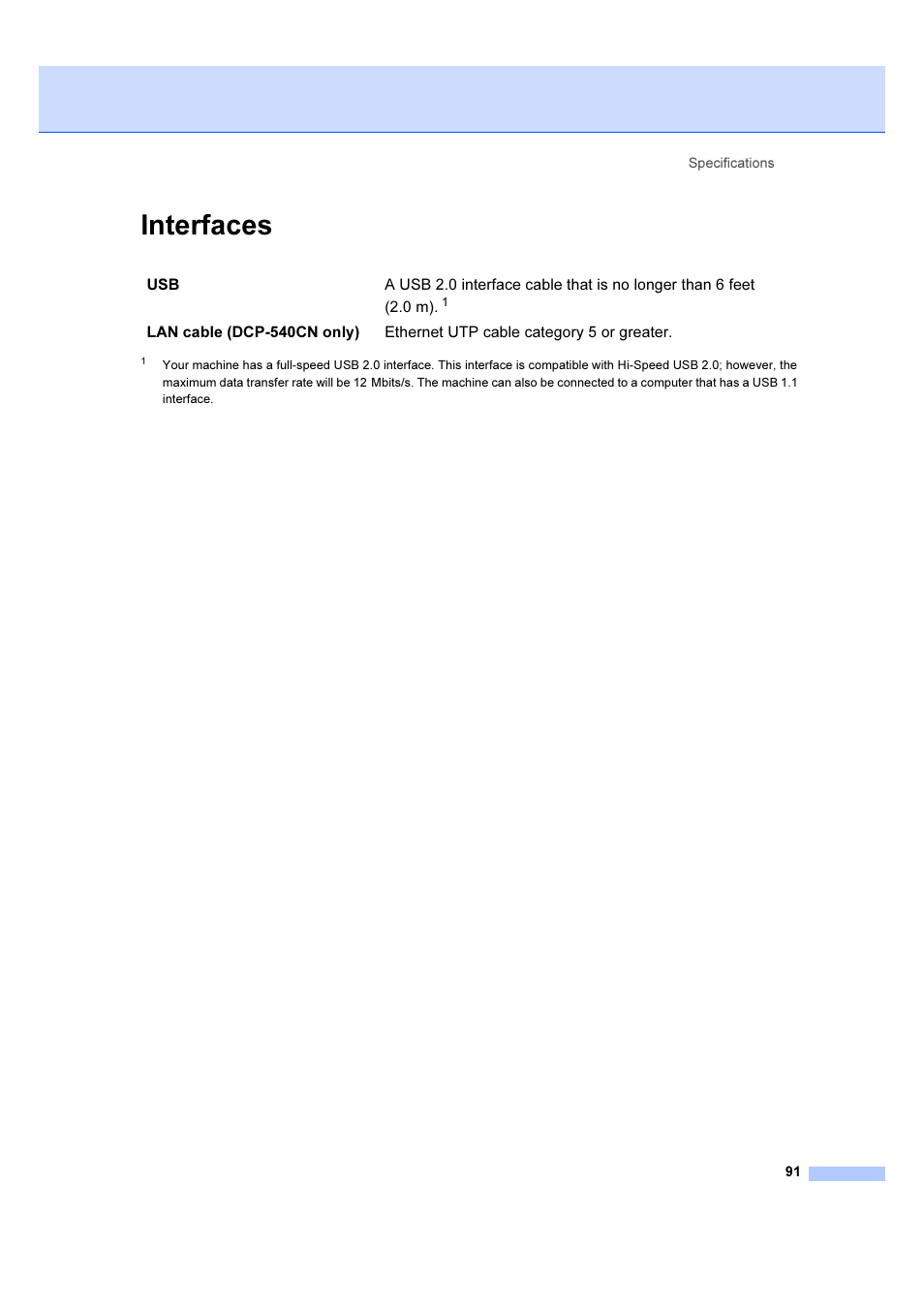 Interfaces | Brother DCP-540CN User Manual | Page 97 / 105