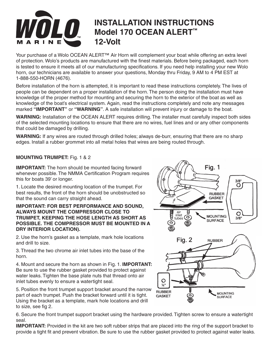 Wolo 170 Ocean Alert User Manual | 4 pages