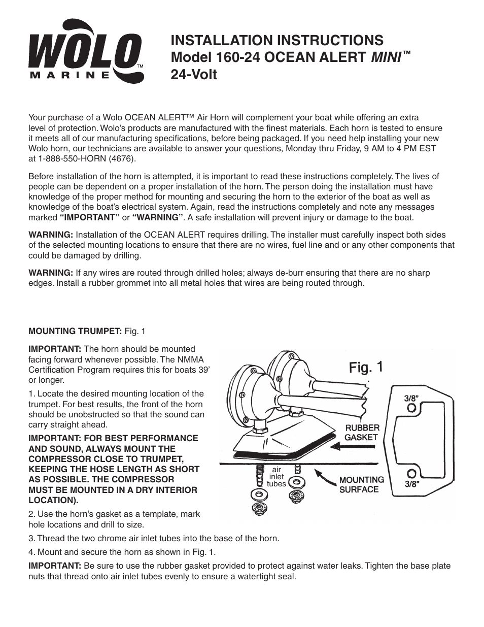 Wolo 160-24 Ocean Alert User Manual | 4 pages