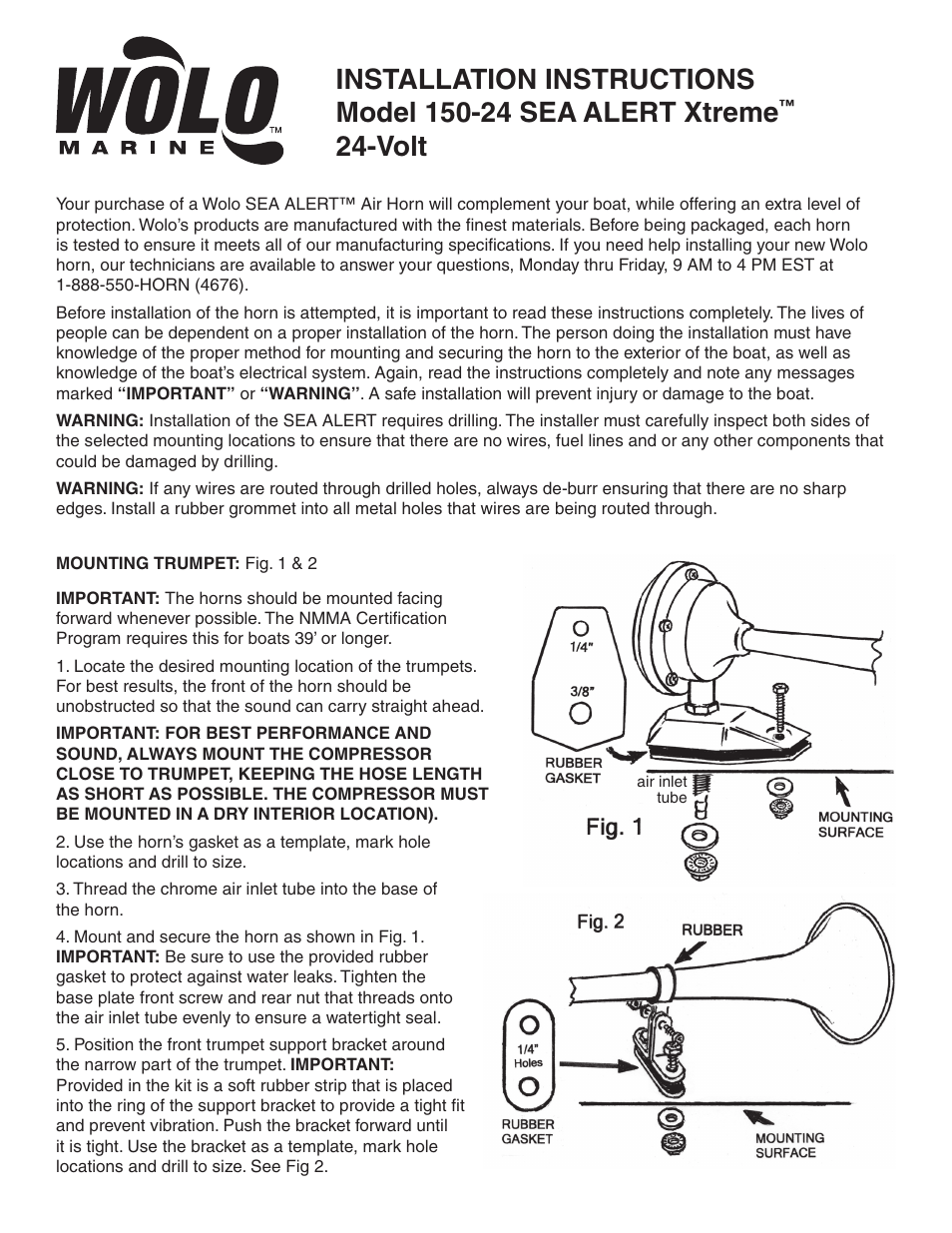 Wolo 150-24 Sea Alert User Manual | 4 pages