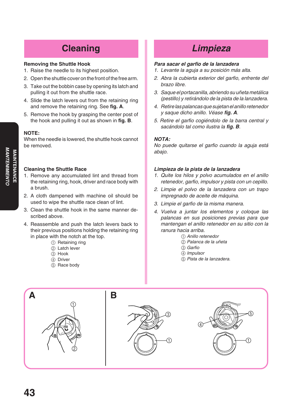 Limpieza, Cleaning | Brother XL 3010 User Manual | Page 48 / 59