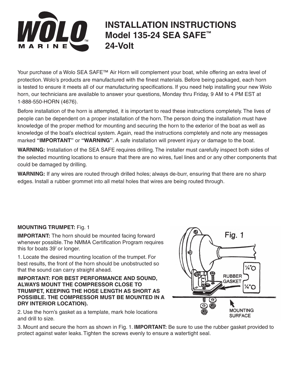 Wolo 135-24 Sea Safe User Manual | 4 pages