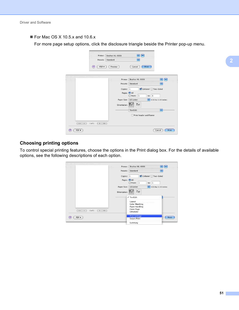 Choosing printing options | Brother 4570CDW User Manual | Page 74 / 217