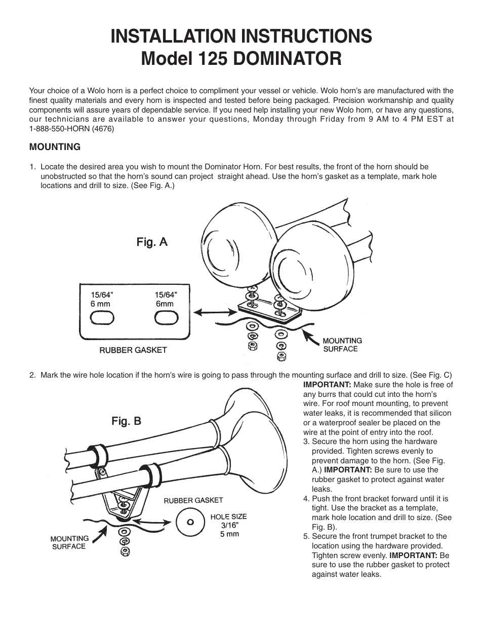 Wolo 125 The Dominator User Manual | 2 pages