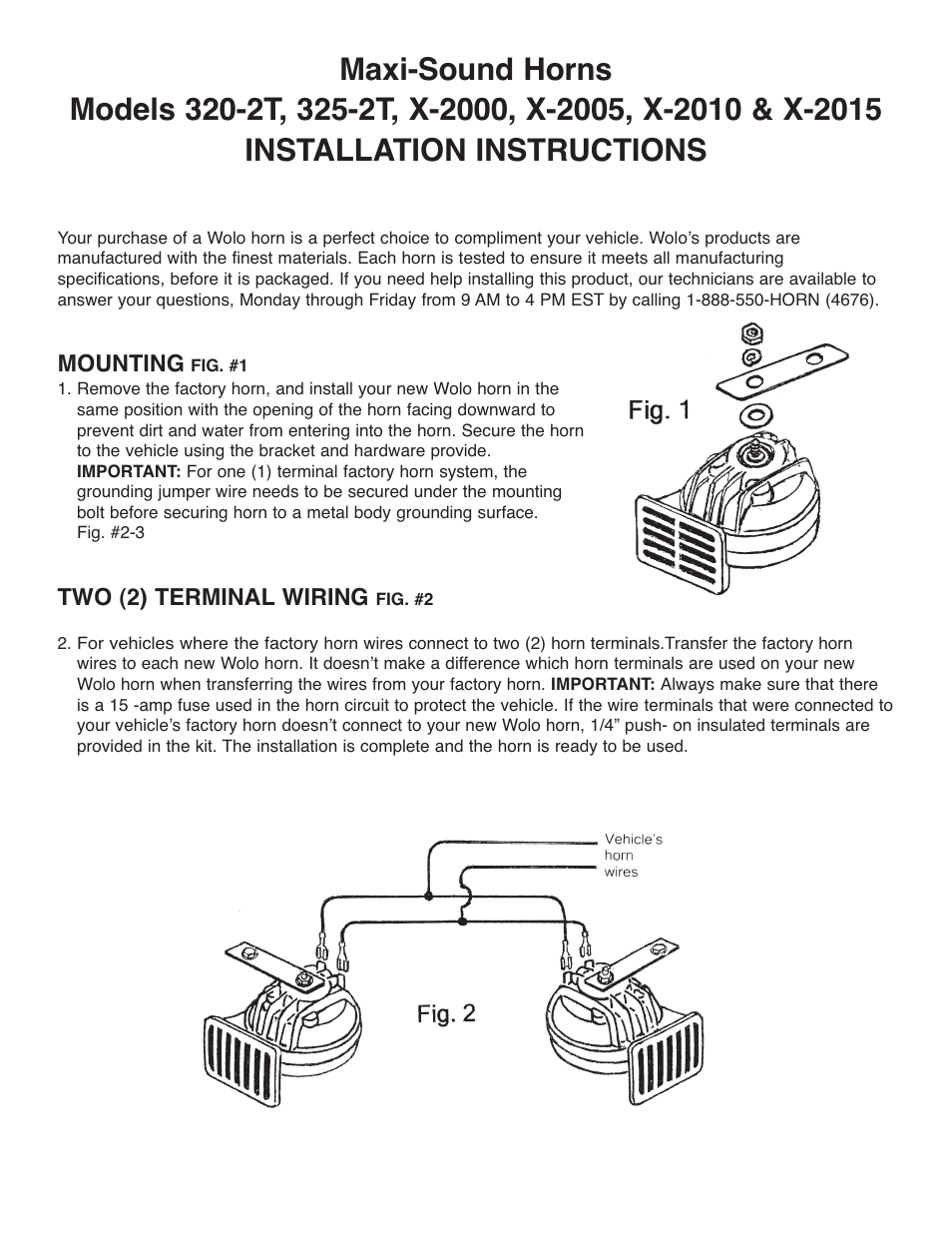 Wolo X-2015 Maxi Sound User Manual | 2 pages